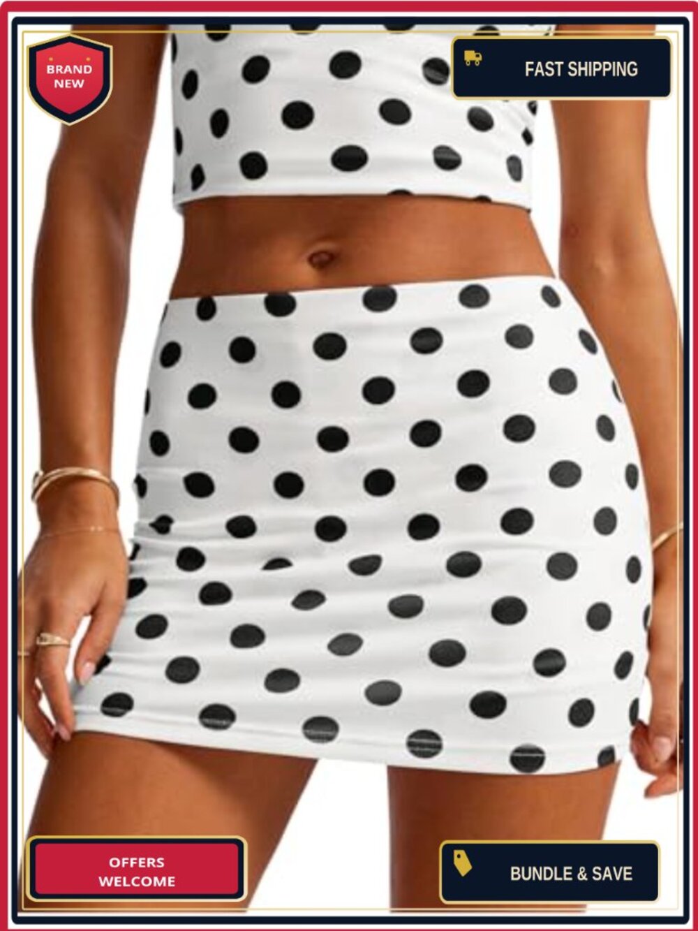 Y2K Polka Dot Mini Skirt with Built-in Shorts, High Stretch